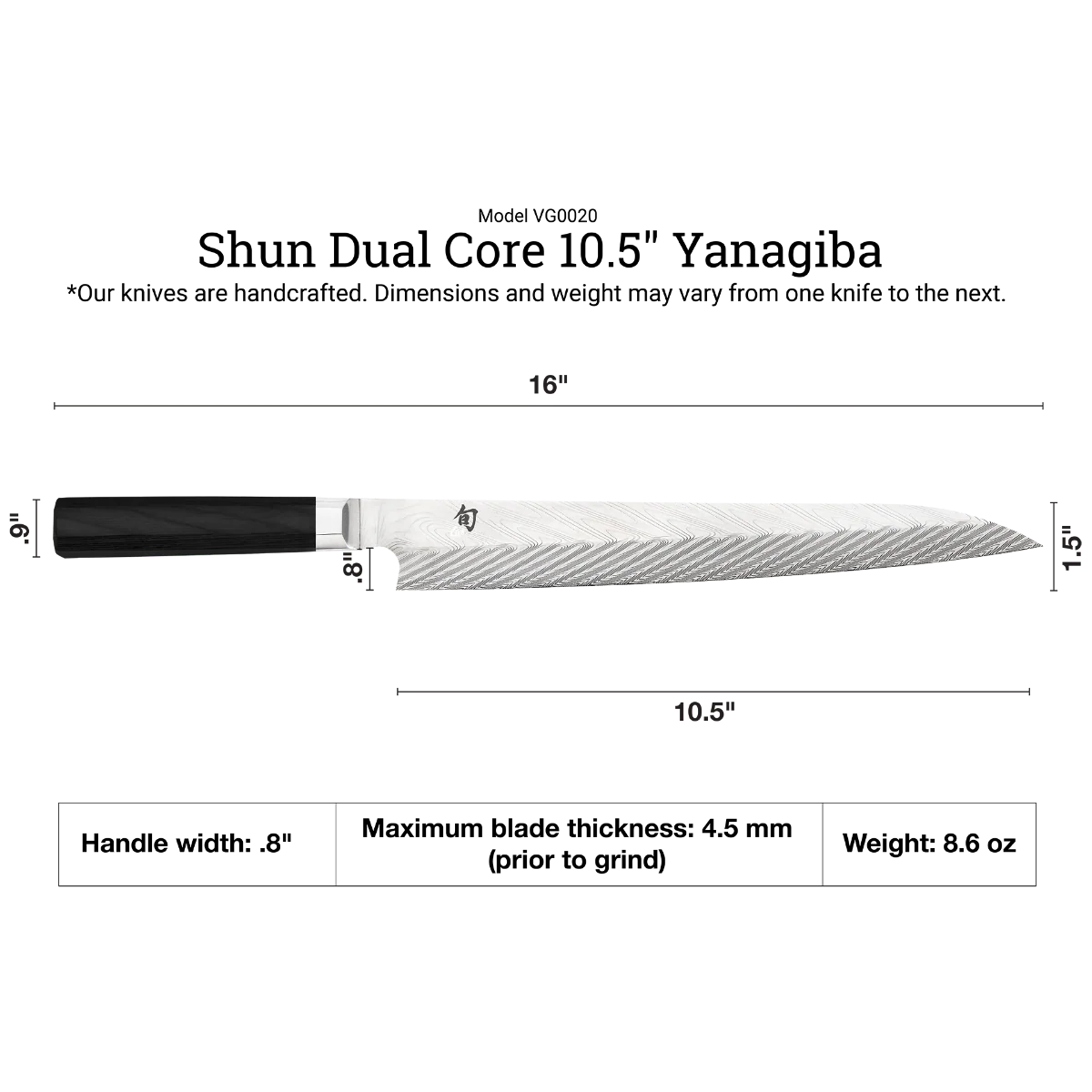 KAI Shun Dual Core 10.5" Yanagiba Knife [VG0020] - Image 4