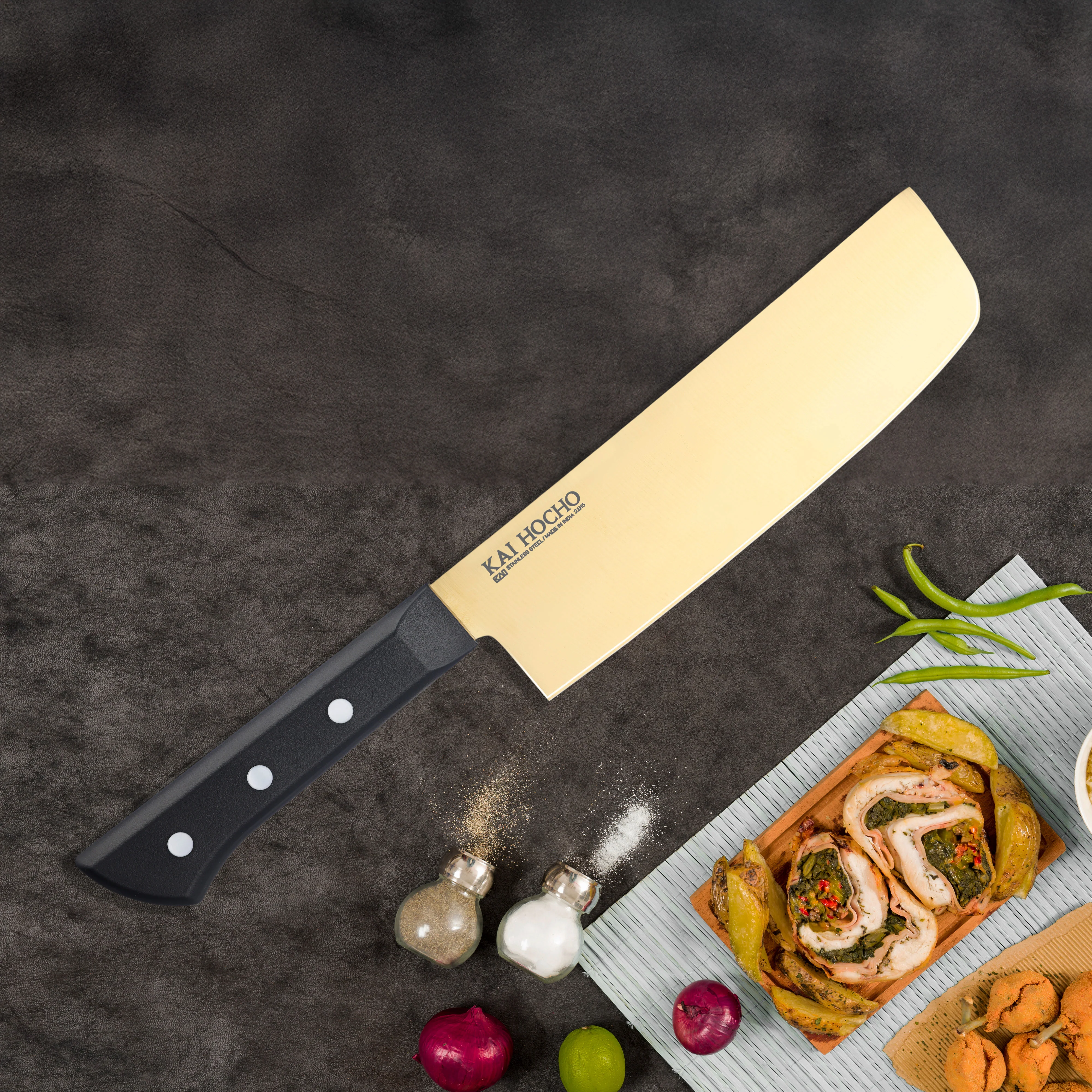 Kai Luxury Series Nakiri Knife Rose Gold [000IN9034] - Image 2