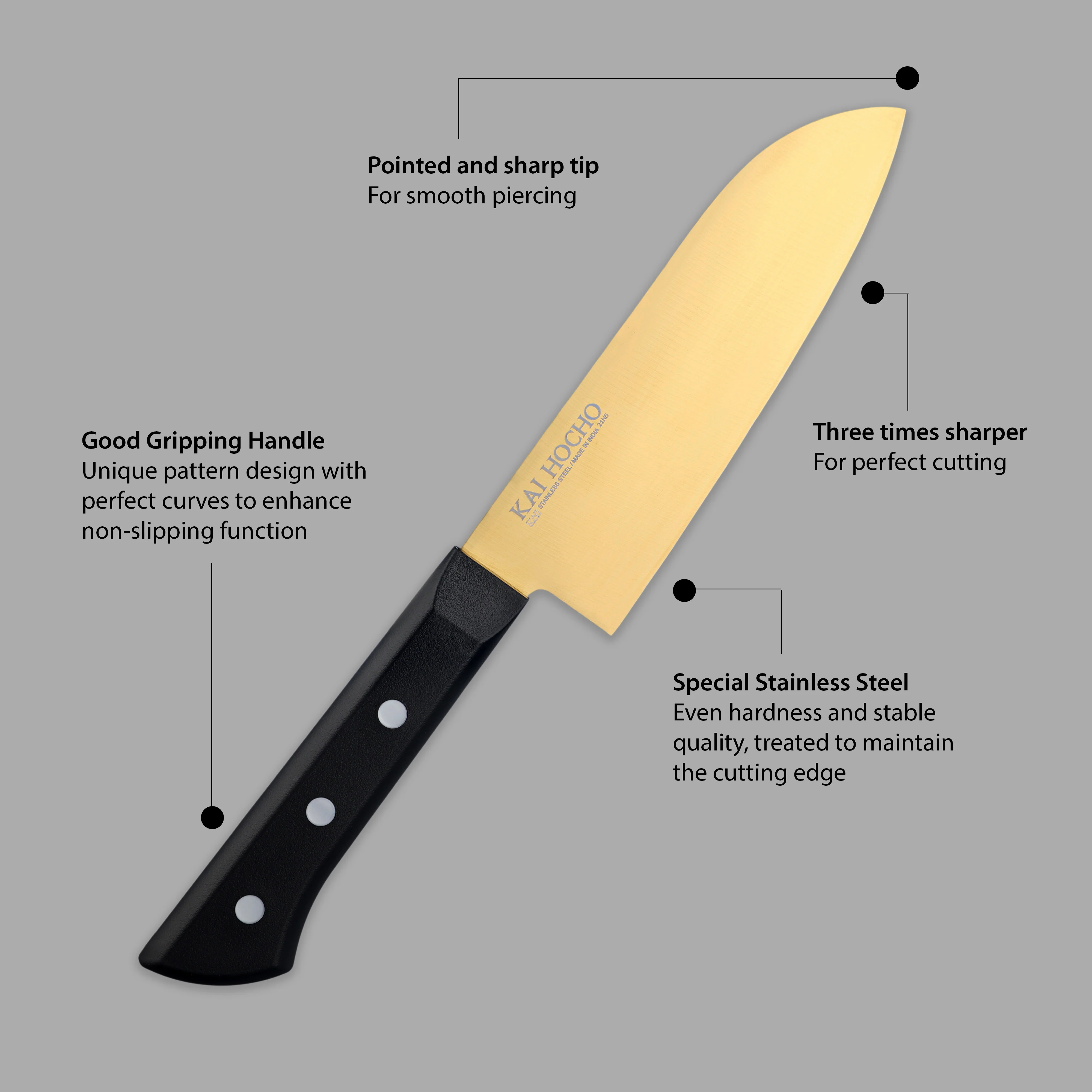 Kai Luxury Series Santoku Knife Gold - (Small) (000IN9032) - Image 5