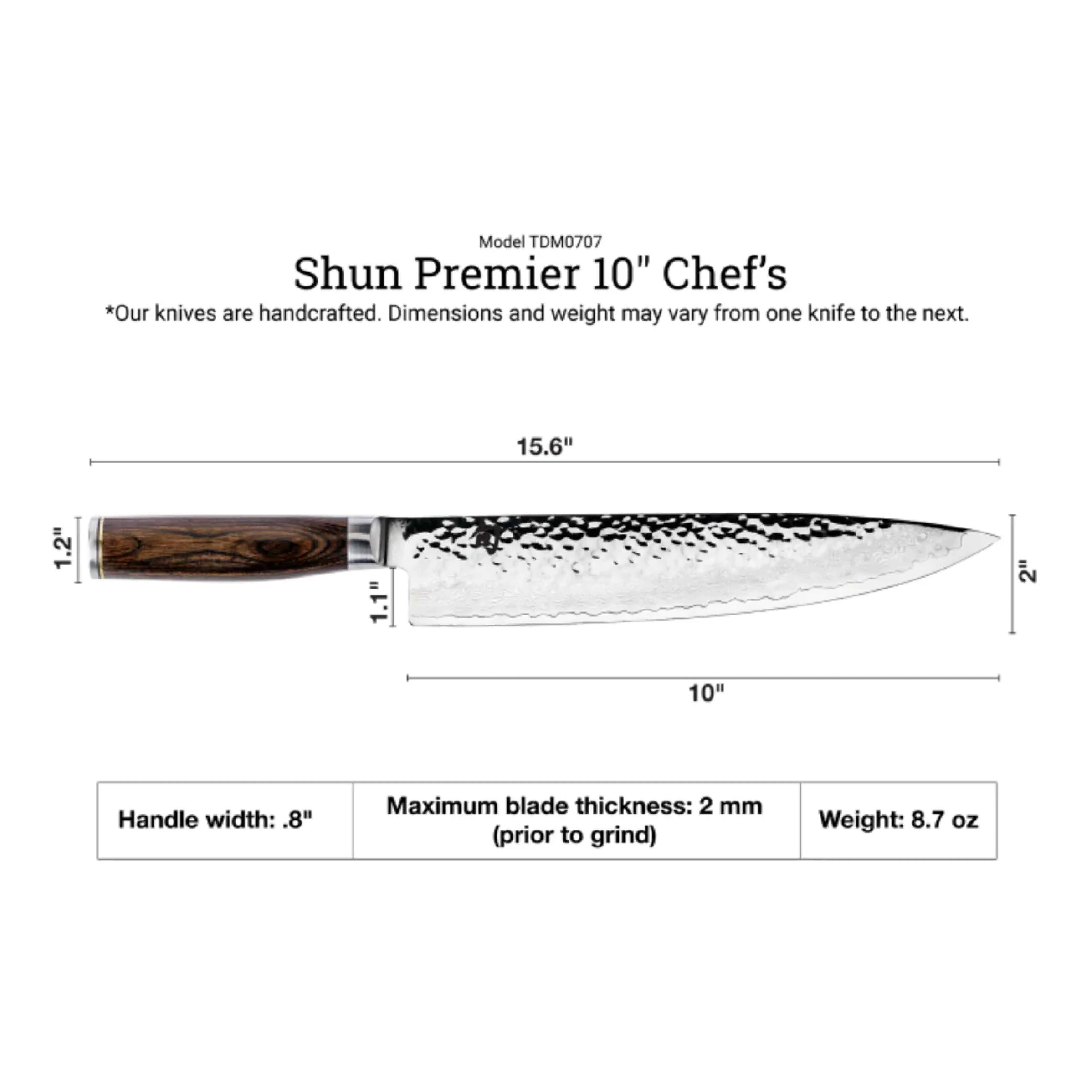Kai Shun Premier Chef Knife 10" (TDM0707) - Image 4