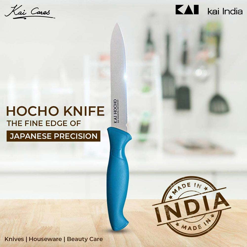 Kai Stainless Steel Kitchen Knife Set, 3-Piece, Blue - Image 3