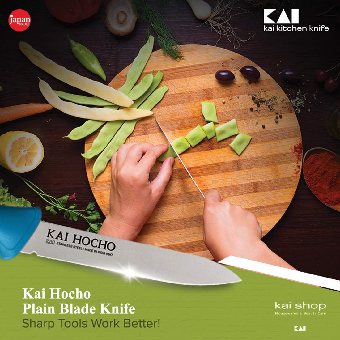 Kai Stainless Steel Kitchen Knife Set, 3-Piece, Blue - Image 5